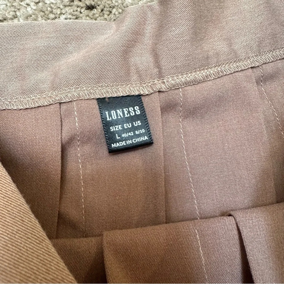 Loness Pleated Preppy Schoolgirl Academia Tennis Skirt Tan Camel Large - Picture 6 of 9